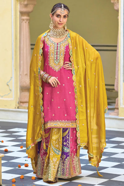 Buy Pink Multicolor Embroidered Silk Lehenga Set at PinkPhulkari Buy Pink Multicolor Embroidered Silk Lehenga Set at PinkPhulkari 