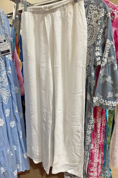 Pure Georgette Lucknowi Palazzo Pants with Chikankari Embroidery Pure Georgette Lucknowi Palazzo Pants with Chikankari Embroidery 