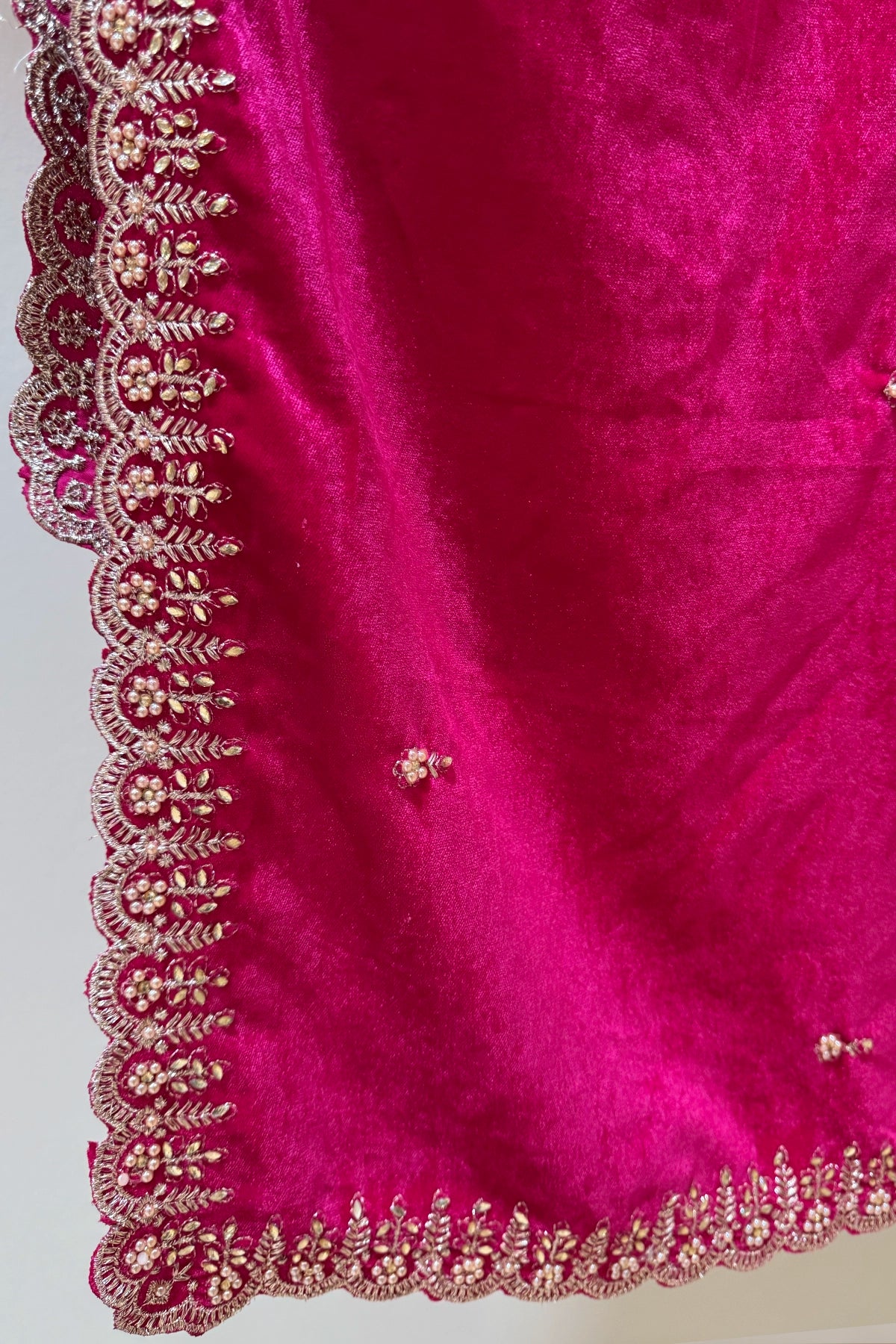 Buy Hot Pink Embroidered Velvet Shawl at PinkPhulkari California