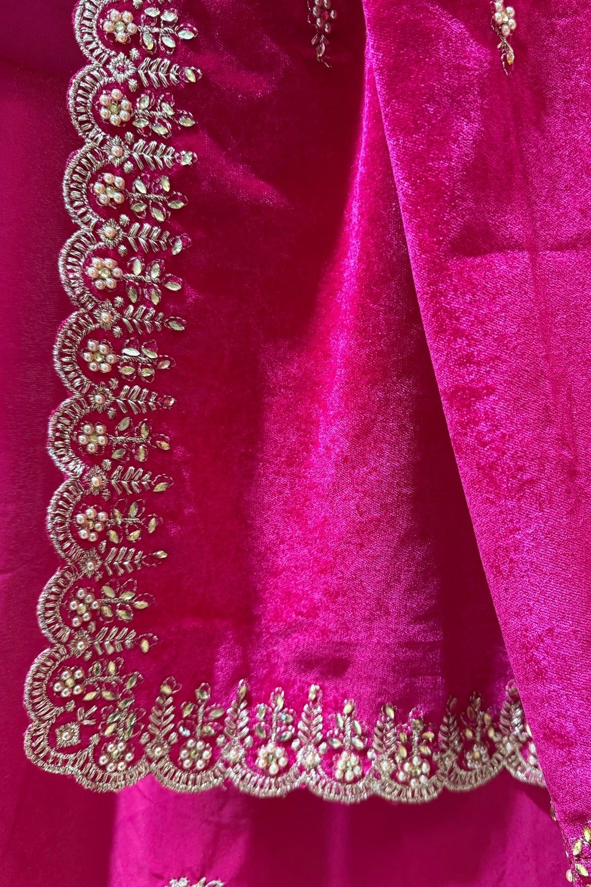 Buy Hot Pink Embroidered Velvet Shawl at PinkPhulkari California