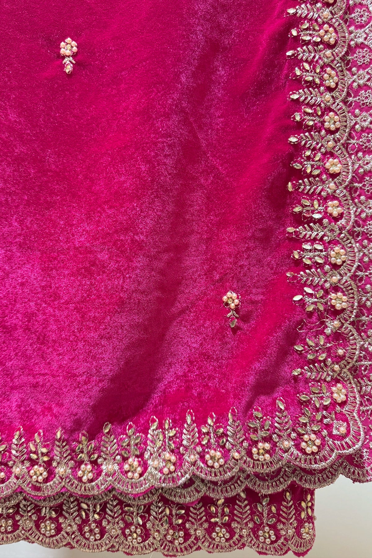 Buy Hot Pink Embroidered Velvet Shawl at PinkPhulkari California