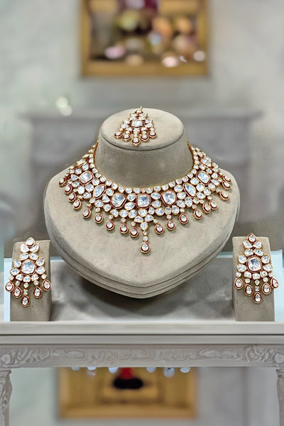  Luxury Kundan & Polki Choker Necklace Set 