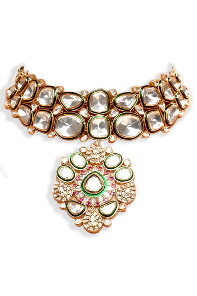Luxury Ruby Kundan & Polki Choker Necklace Set | Bridal JewelryLuxury Ruby Kundan & Polki Choker Necklace Set | Bridal Jewelry