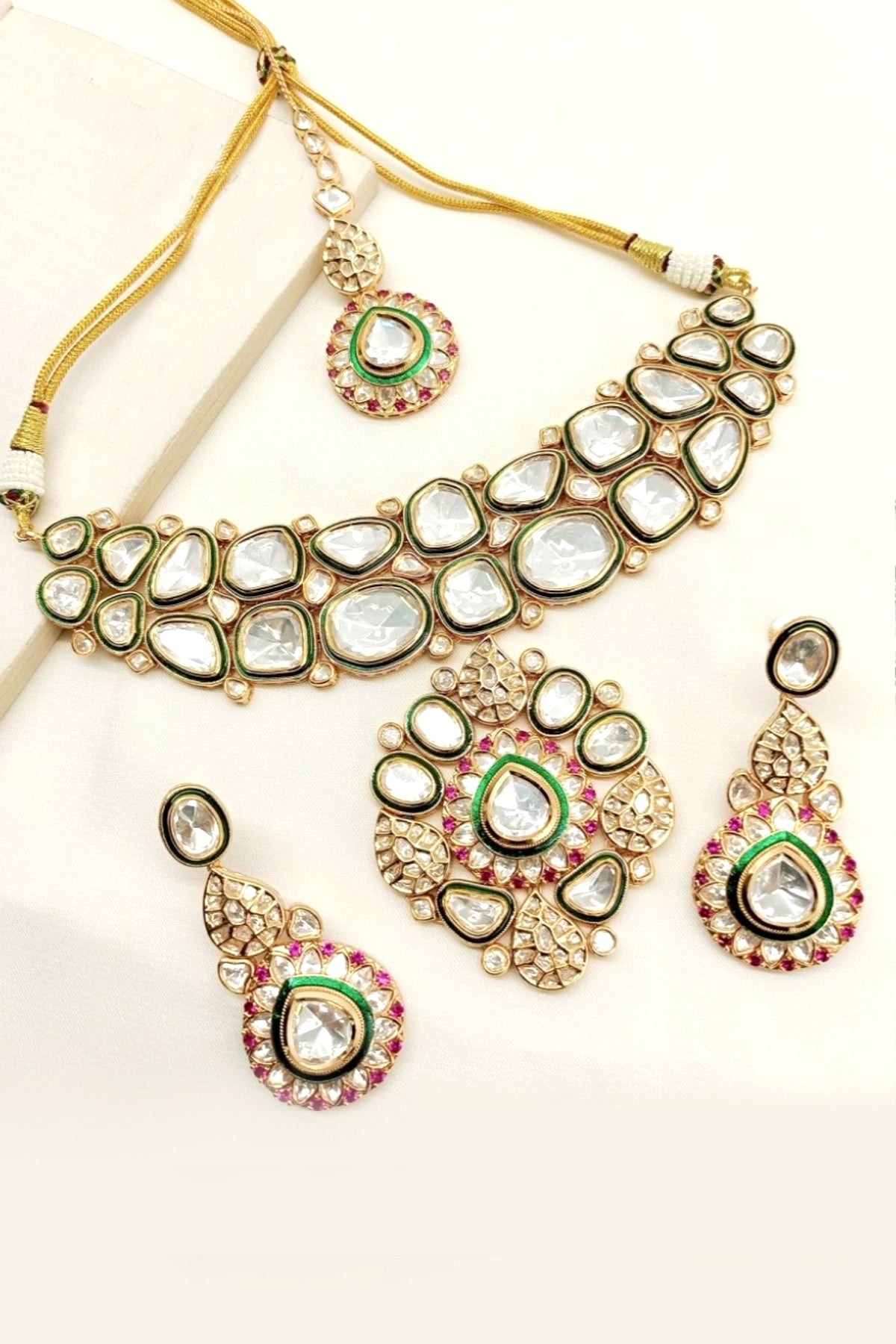 Luxury Ruby Kundan & Polki Choker Necklace Set | Bridal Jewelry