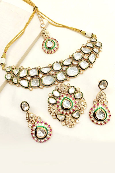 Luxury Ruby Kundan & Polki Choker Necklace Set | Bridal JewelryLuxury Ruby Kundan & Polki Choker Necklace Set | Bridal Jewelry