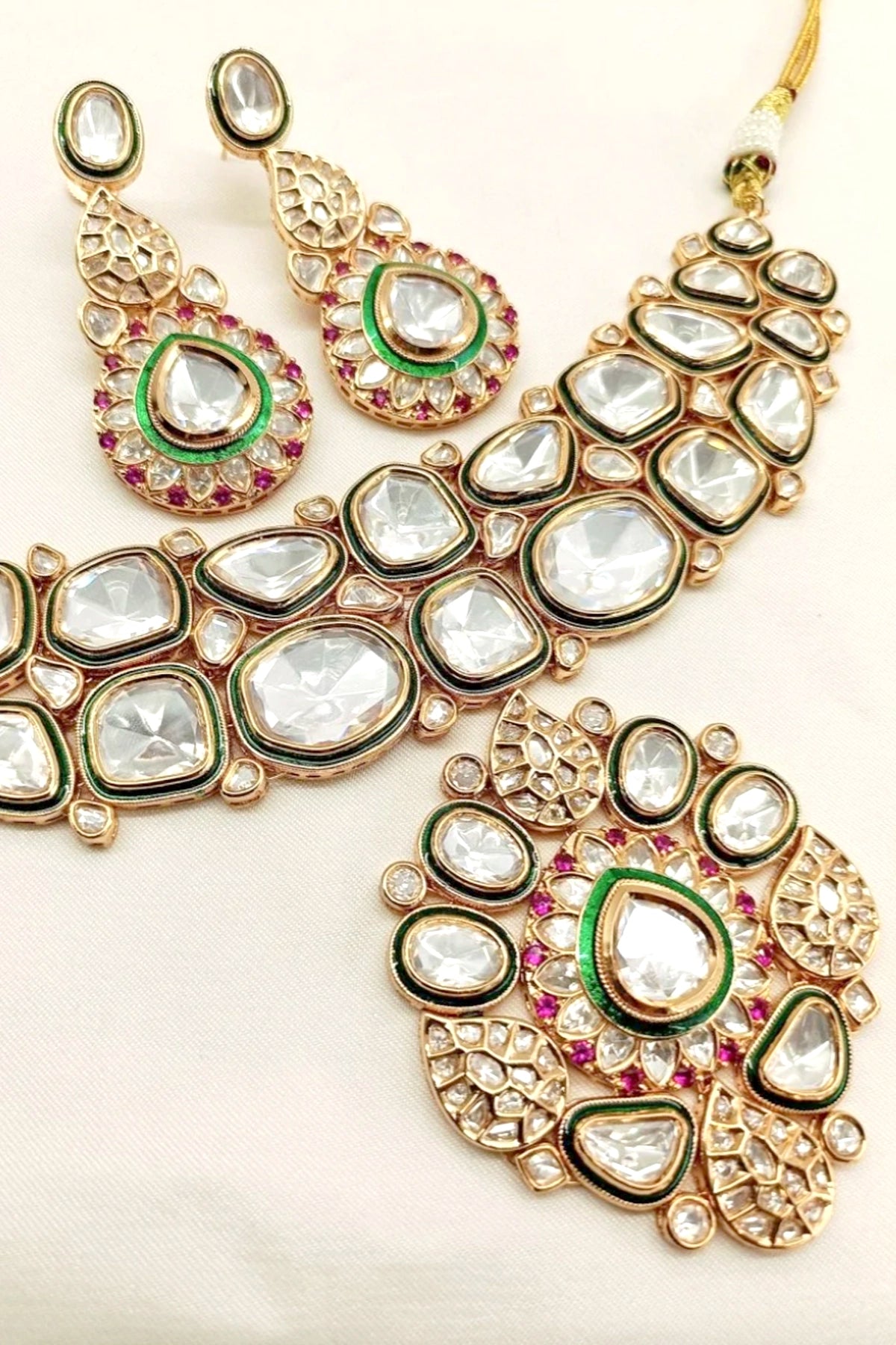 Luxury Ruby Kundan & Polki Choker Necklace Set | Bridal Jewelry