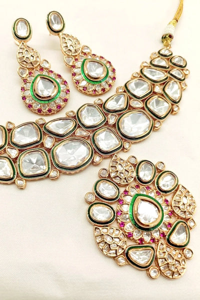 Luxury Ruby Kundan & Polki Choker Necklace Set | Bridal JewelryLuxury Ruby Kundan & Polki Choker Necklace Set | Bridal Jewelry