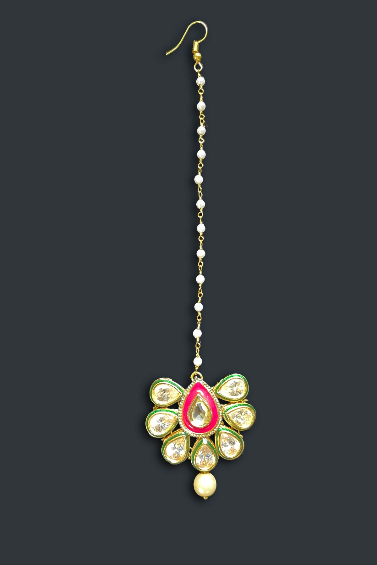 Buy Gold Finish Kundan Polki Maang Tikka at PinkPhulkari California