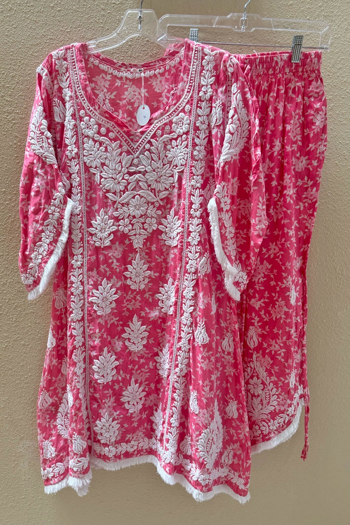 Buy Women's Pink Floral Print Lucknowi Tulip Pant Kurta Set