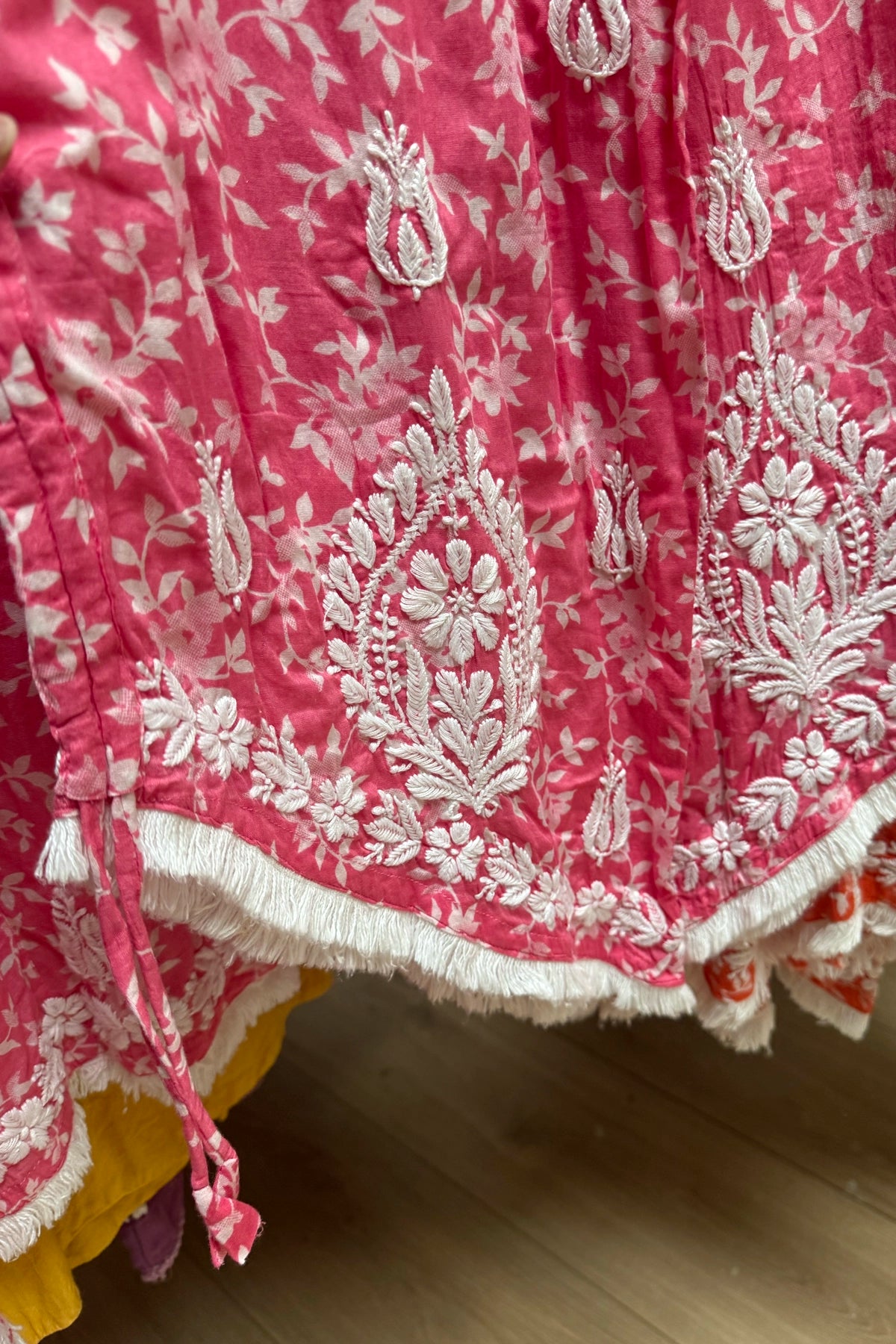 Buy Women's Pink Floral Print Lucknowi Tulip Pant Kurta Set