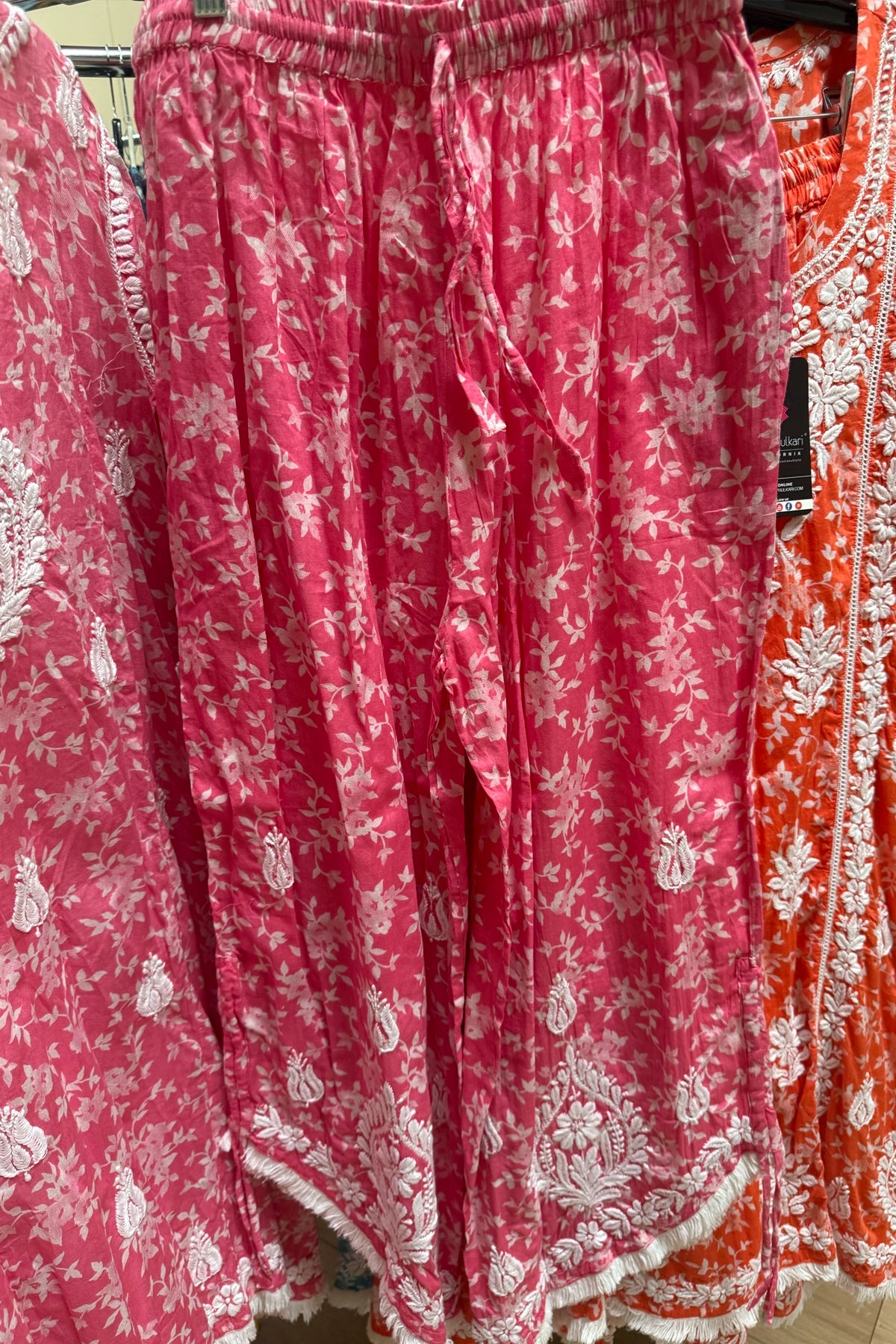Buy Women's Pink Floral Print Lucknowi Tulip Pant Kurta Set