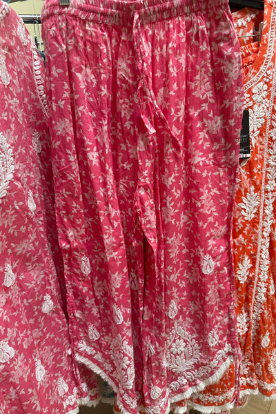 Buy Women's Pink Floral Print Lucknowi Tulip Pant Kurta SetBuy Women's Pink Floral Print Lucknowi Tulip Pant Kurta Set