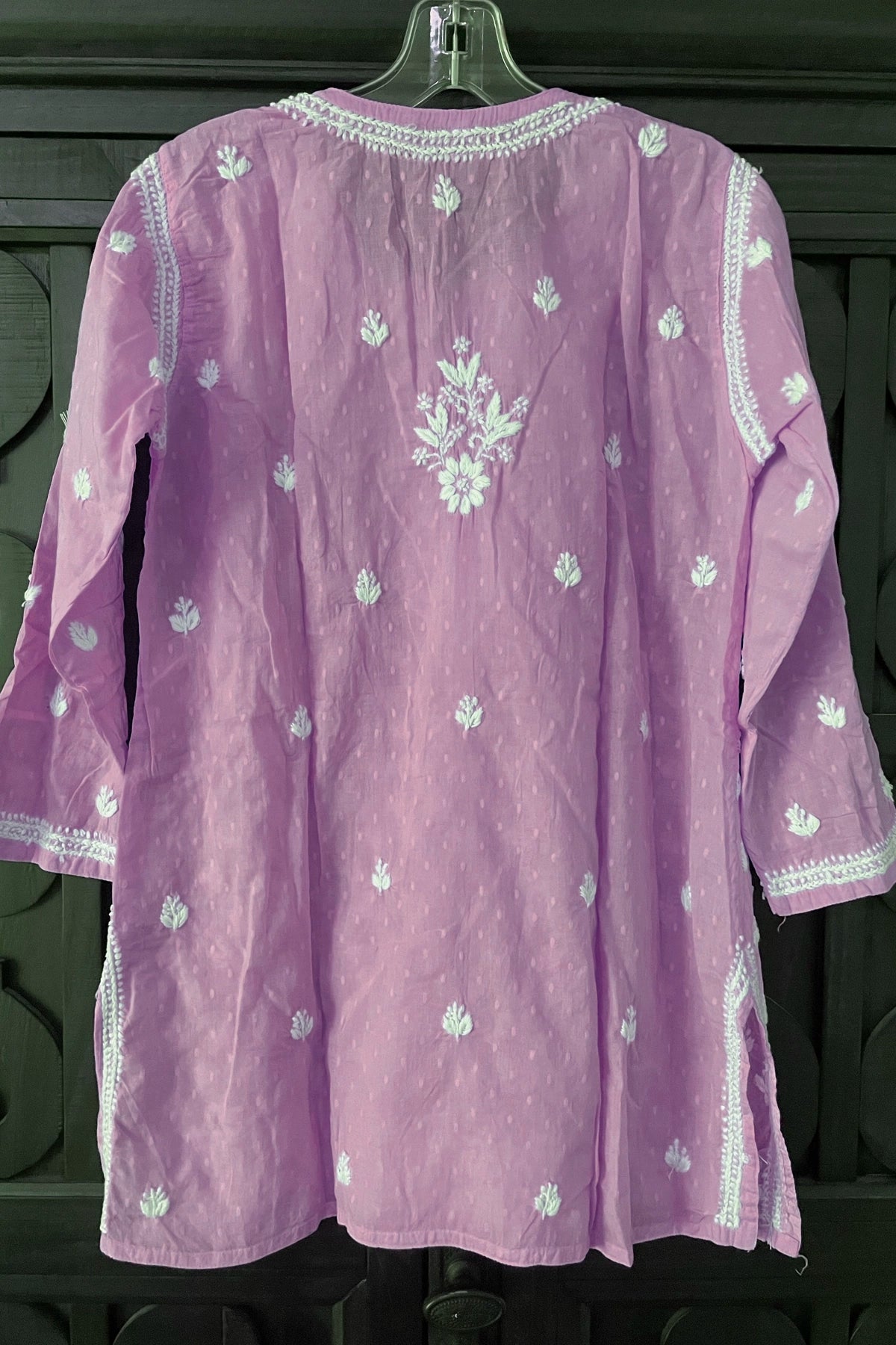 Buy Lavender Hand Embroidered Cotton Lucknowi Chikankari Short Kurti 