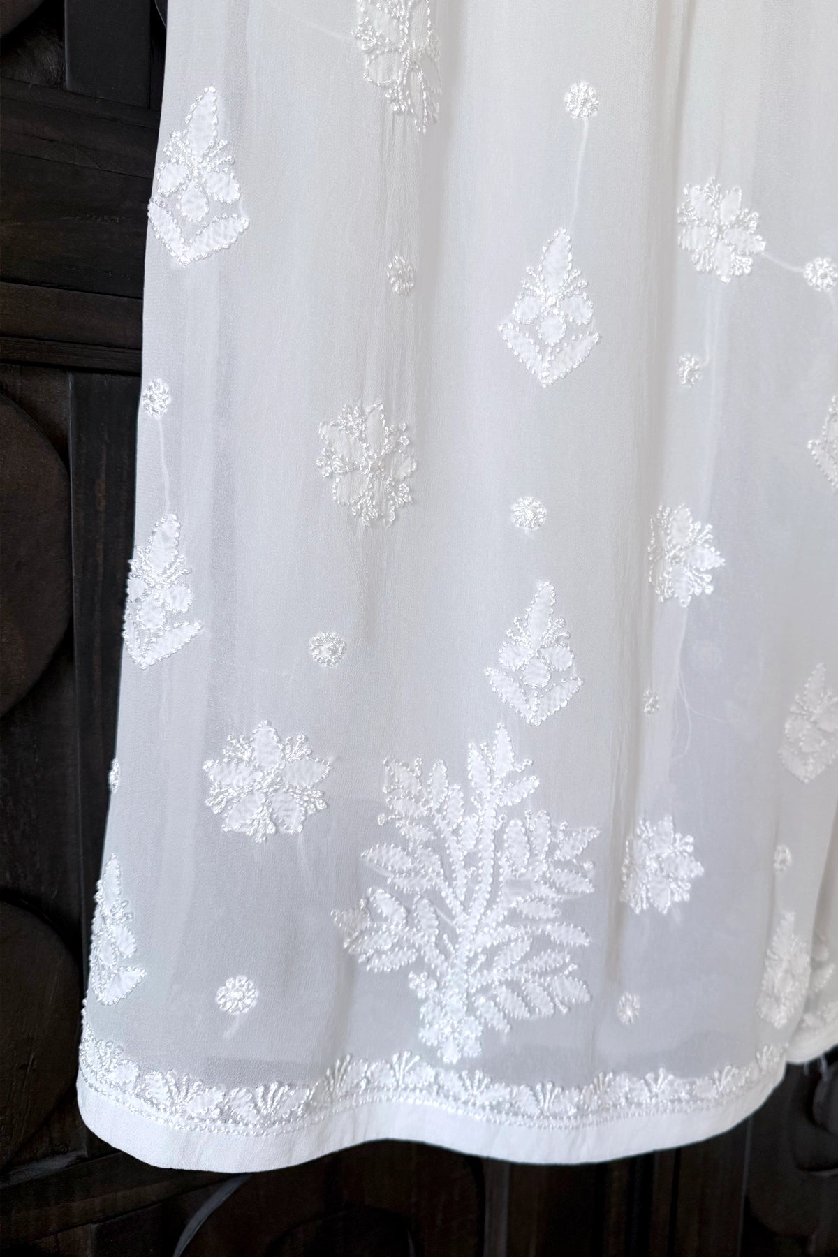 White Georgette Lucknowi Palazzo Pants