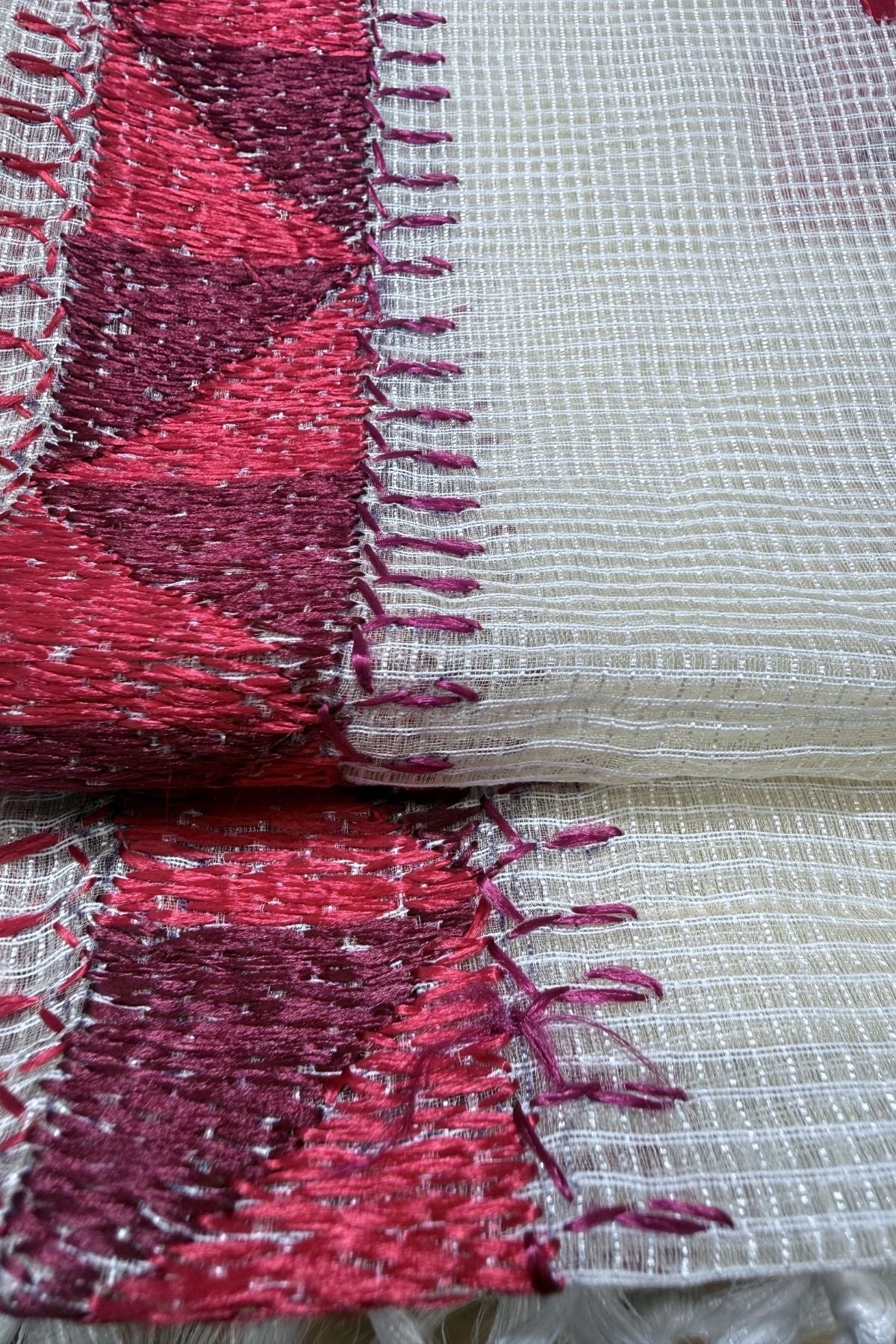 Bagh Pattern Region Buy Maroon & White Hand Embroidered Khaddar Phulkari Bagh Dupatta ...