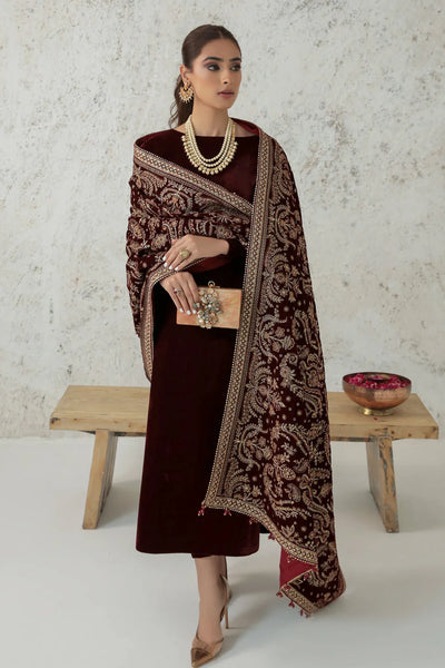 Buy Designer Embroidered Maroon Velvet Shawl at PinkPhulkari Buy Designer Embroidered Maroon Velvet Shawl at PinkPhulkari 