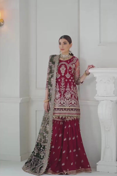 Maroon Embroidered Designer Gharara Style SuitMaroon Embroidered Designer Gharara Style Suit