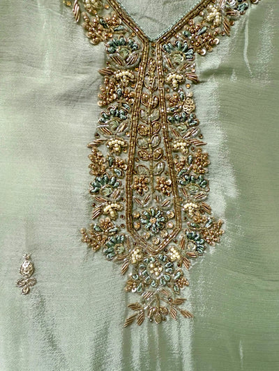 Mint Green Chinon Silk Embroidered Sharara Suit Set – Elegant WearMint Green Chinon Silk Embroidered Sharara Suit Set – Elegant Wear