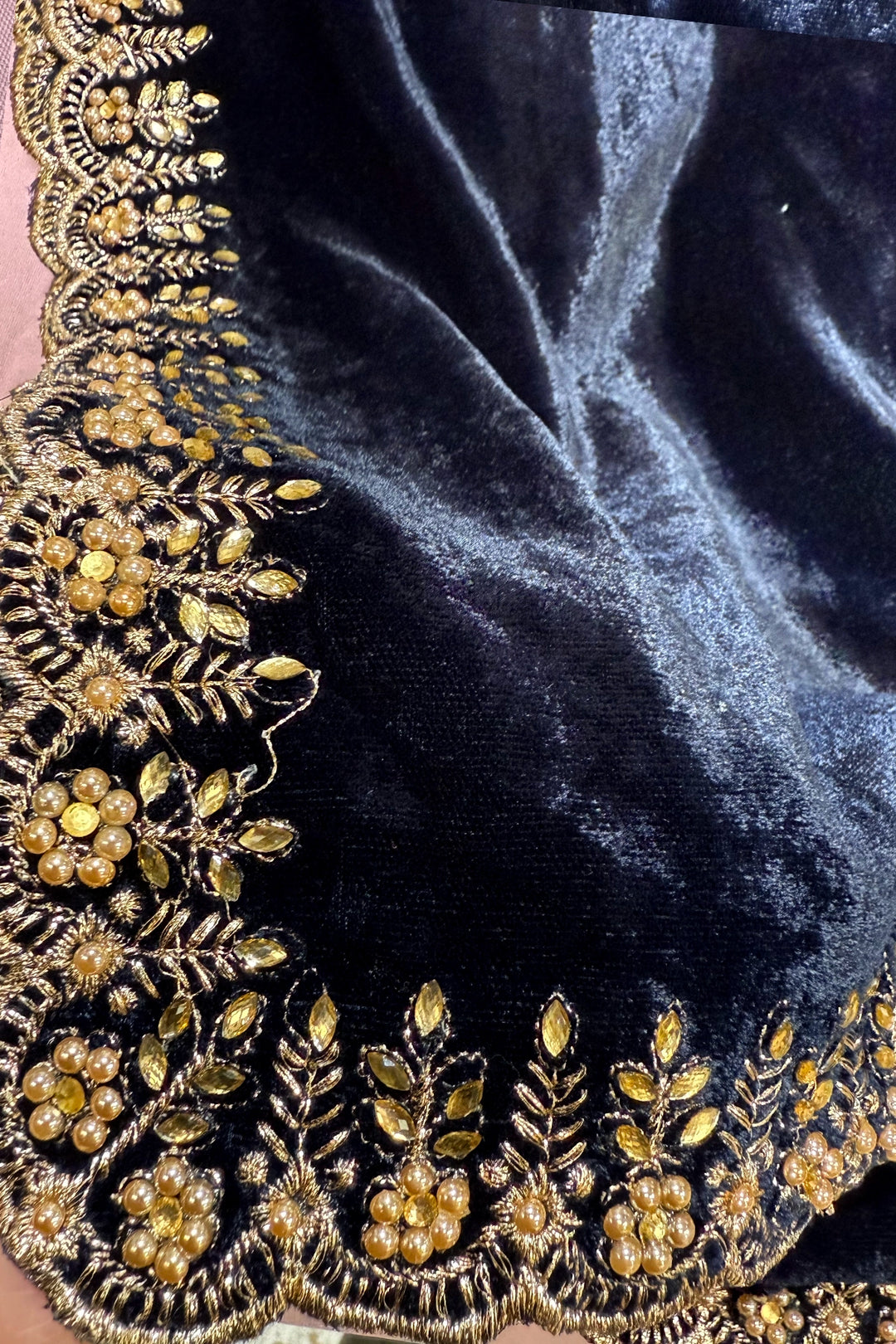 Buy Navy Blue Embroidered Velvet Shawl Online | PinkPhulkari California Buy Navy Blue Embroidered Velvet Shawl Online | PinkPhulkari California