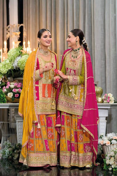 Buy Chinon Silk Embroidered Sharara Suit at PinkPhulkari CaliforniaBuy Chinon Silk Embroidered Sharara Suit at PinkPhulkari California