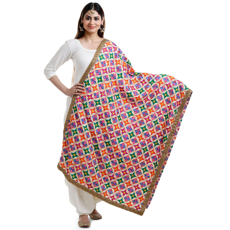 Plain Patiala Suit With Heavy Phulkari Dupatta