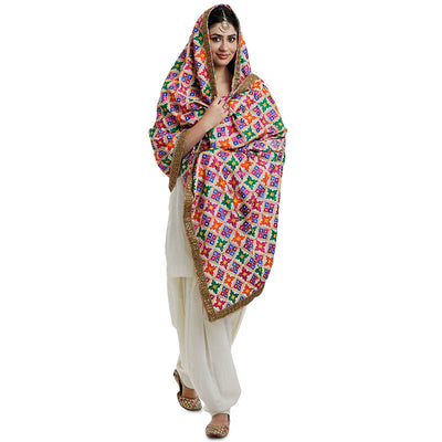Plain Patiala Suit With Heavy Phulkari DupattaPlain Patiala Suit With Heavy Phulkari Dupatta