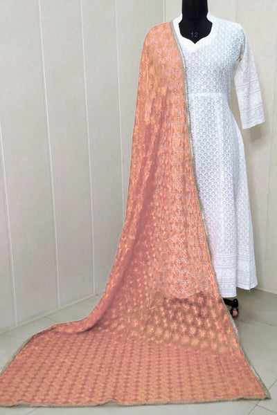 Single Color Kanchan Phulkari Embroidery Chiffon DupattaSingle Color Kanchan Phulkari Embroidery Chiffon Dupatta