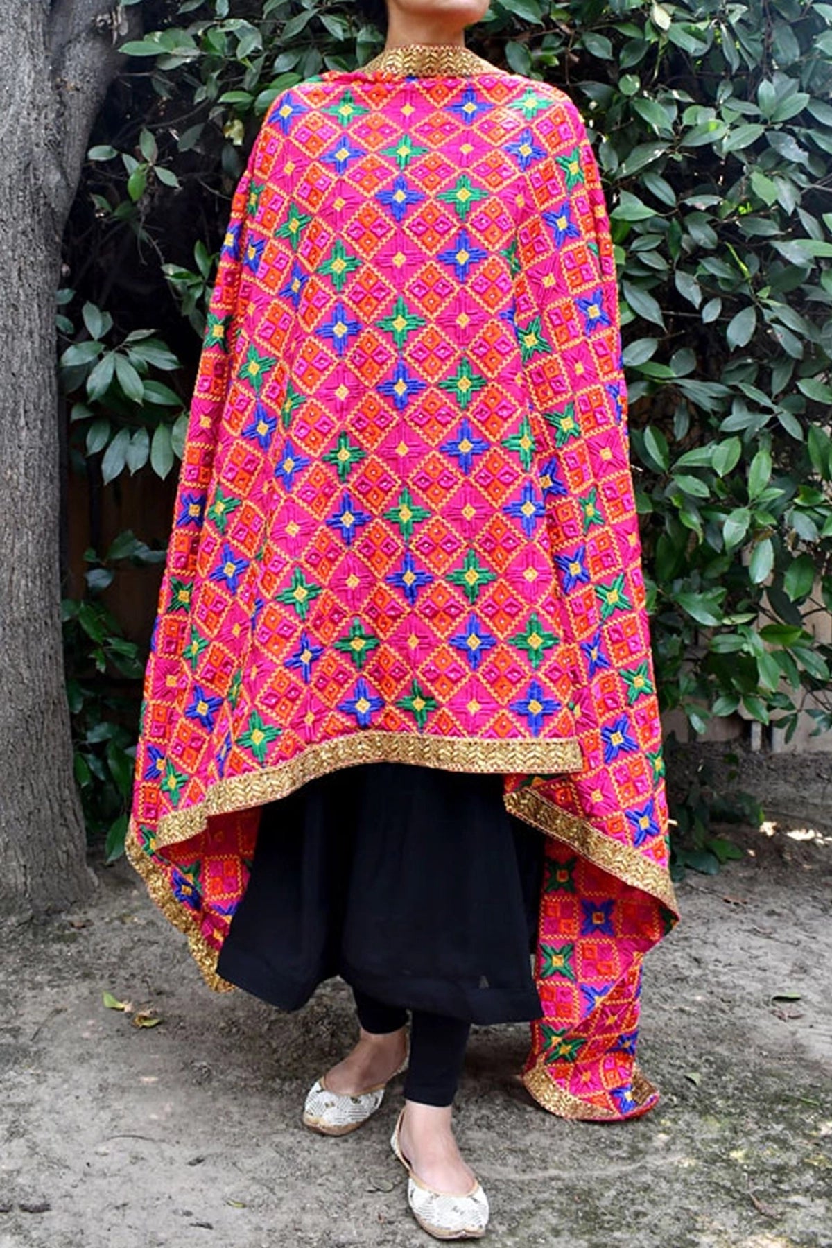Phulkari Embroidered Chunni Dupatta