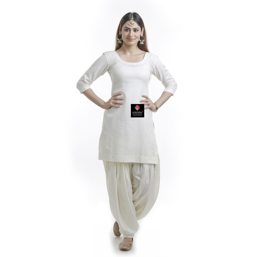 Plain Patiala Suit With Heavy Phulkari Dupatta