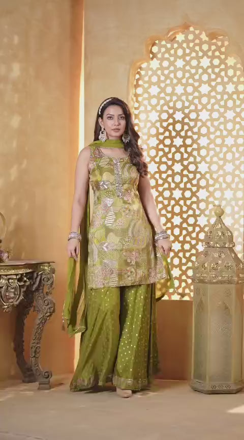 Mehendi Green Embroidered Kurta Set