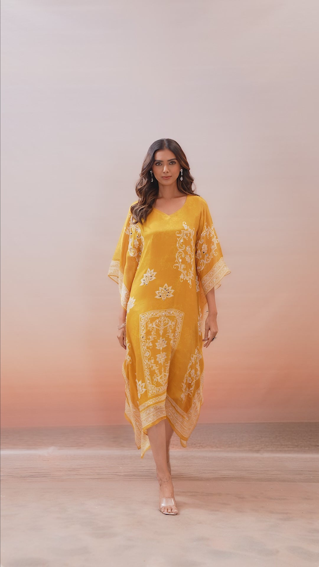 mustard yellow work dress Buy Mustard Yellow Chinon Silk Mirror Work Kaftan Online