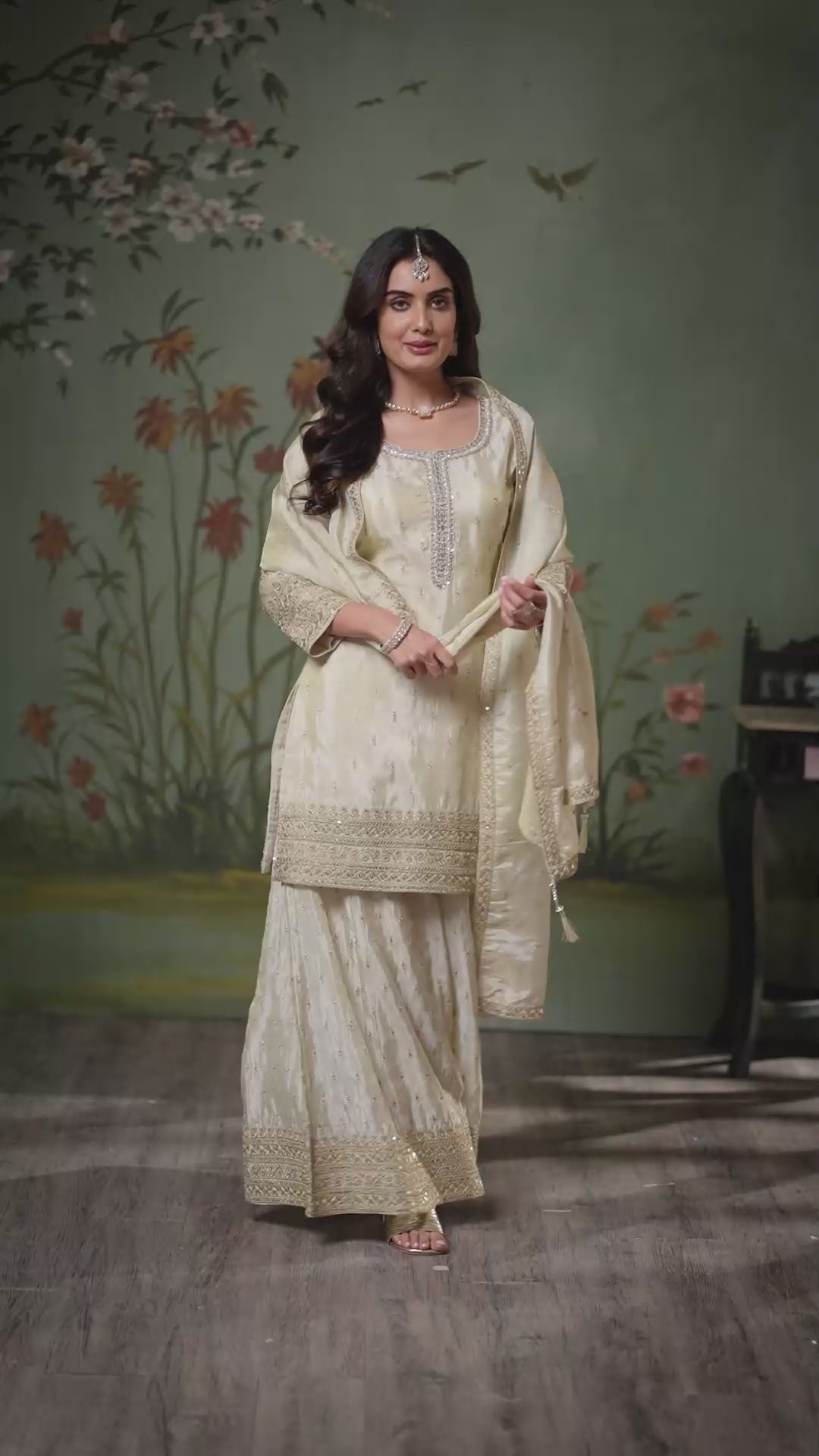 Shimmer Silk Embroidered Sharara Suit Set - PinkPhulkari California