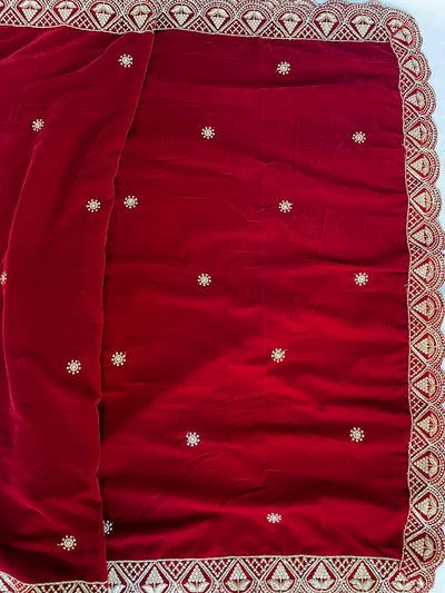 Buy Red Embroidered Velvet Shawl at PinkPhulkari CaliforniaBuy Red Embroidered Velvet Shawl at PinkPhulkari California