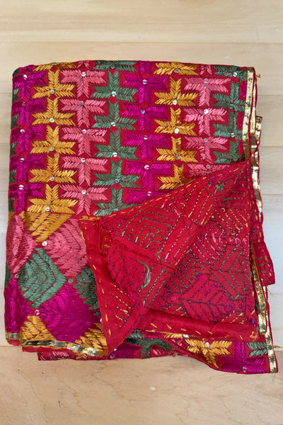 Handmade Phulkari Bagh Dupatta D8-3Handmade Phulkari Bagh Dupatta D8-3