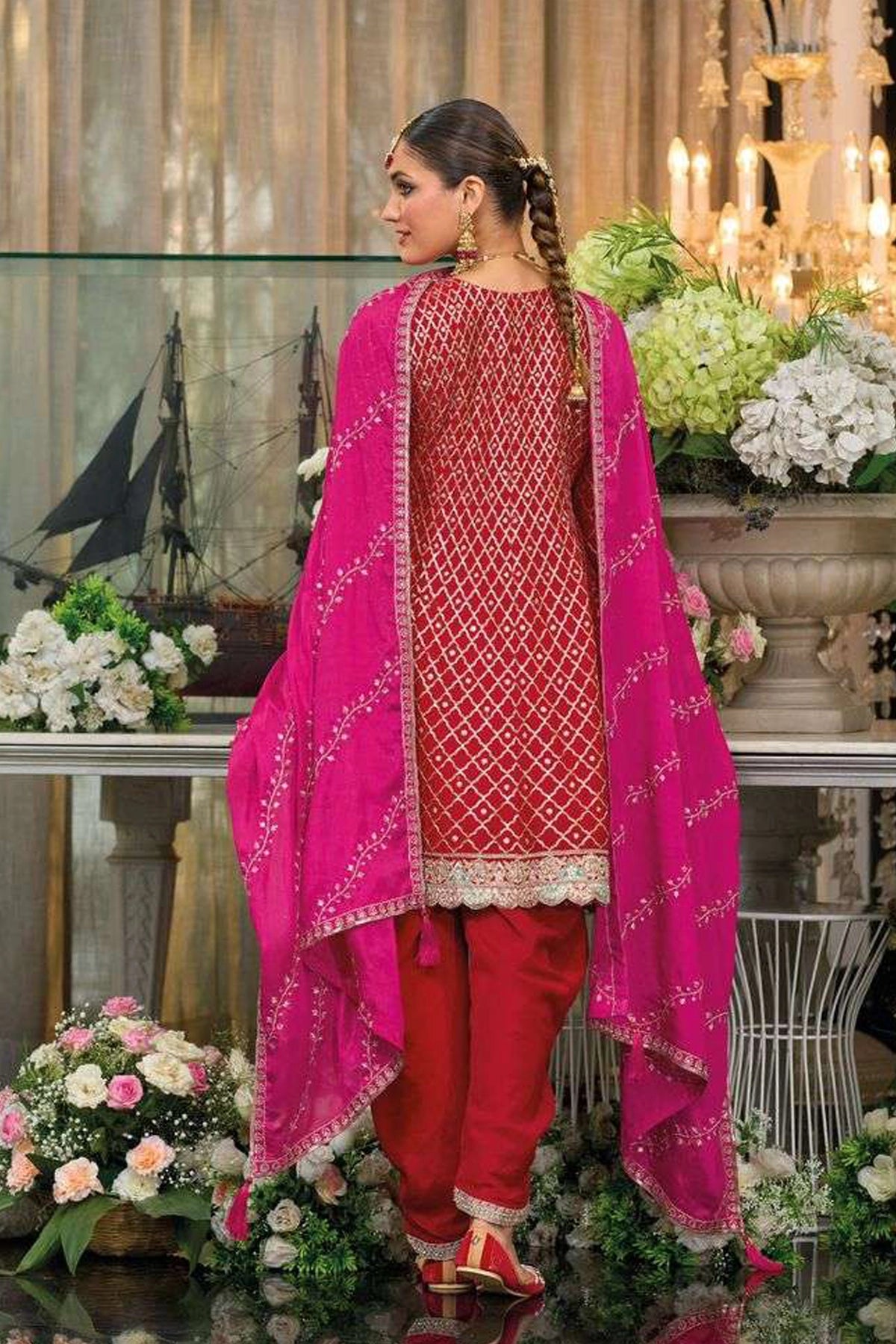 Buy Silk Embroidered Short Anarkali Dhoti Style Suit at PinkPhulkari