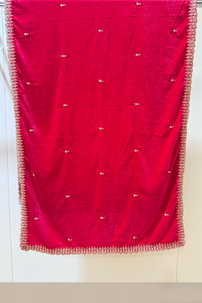 Buy Red Embroidered Velvet Shawl at PinkPhulkari CaliforniaBuy Red Embroidered Velvet Shawl at PinkPhulkari California