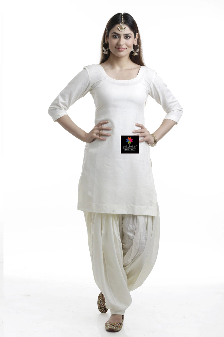 Buy Plain Patiala Salwar Kameez White Online PinkPhulkari California