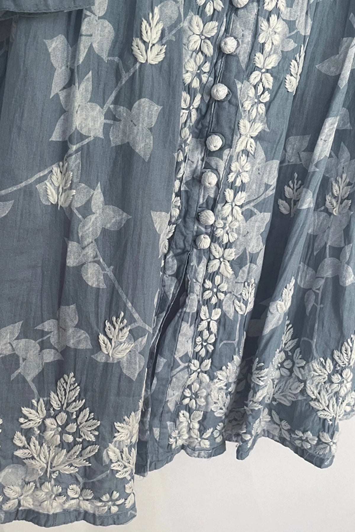 Gray Chikankari Kurti – Hand Embroidered Mulmul Cotton