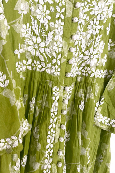 Green Chikankari Kurti – Hand Embroidered Mulmul CottonGreen Chikankari Kurti – Hand Embroidered Mulmul Cotton