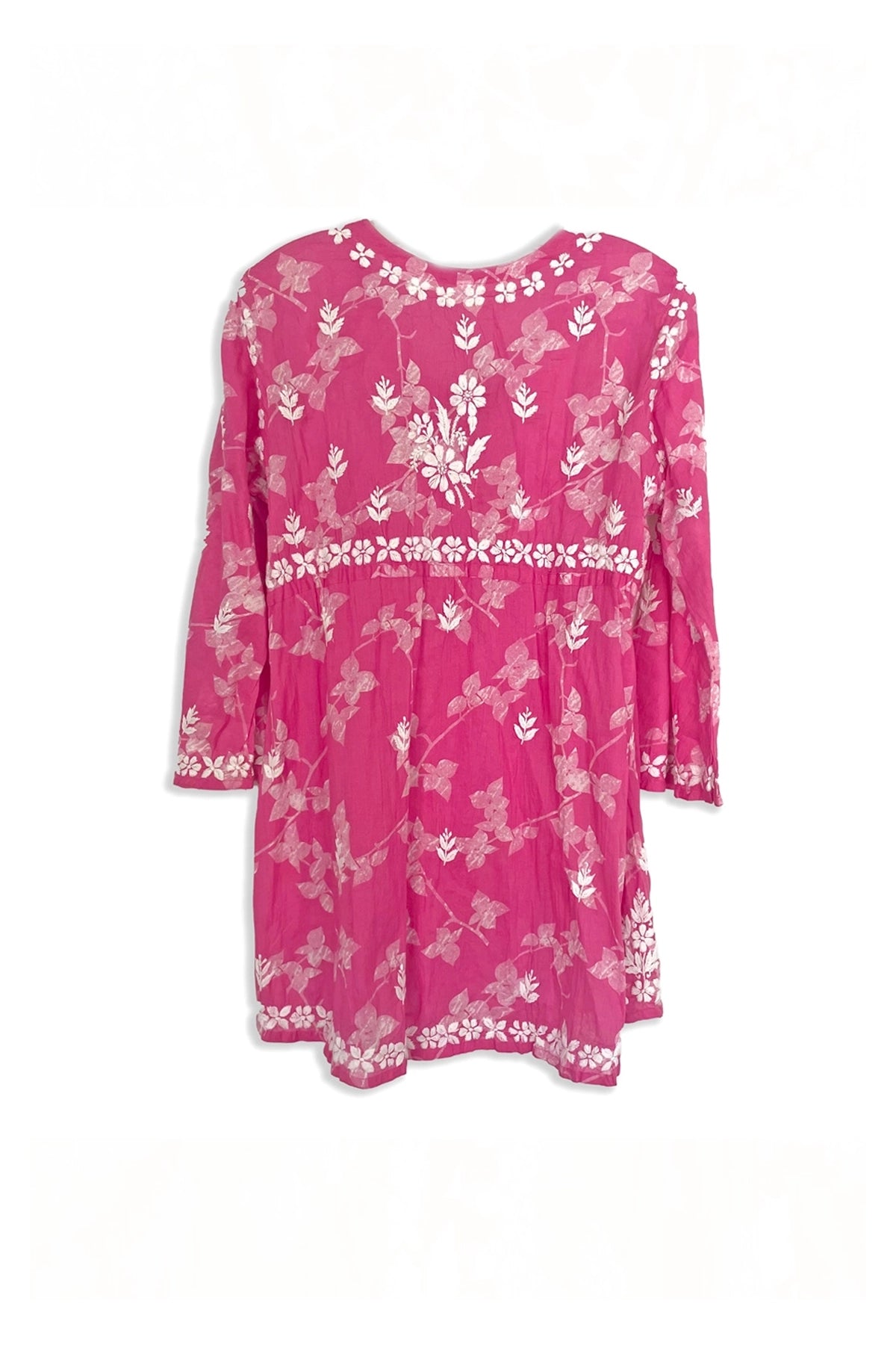 Women's Pink Chikankari Kurti – Hand Embroidered Mulmul Cotton