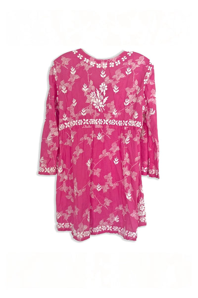 Women's Pink Chikankari Kurti – Hand Embroidered Mulmul CottonWomen's Pink Chikankari Kurti – Hand Embroidered Mulmul Cotton