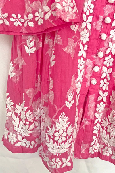 Women's Pink Chikankari Kurti – Hand Embroidered Mulmul CottonWomen's Pink Chikankari Kurti – Hand Embroidered Mulmul Cotton