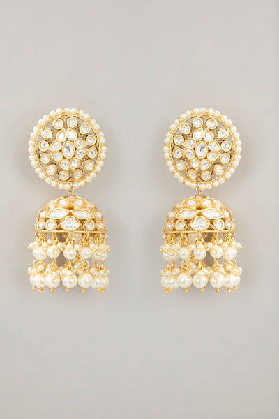 Gold Kundan Polki Jhumka EarringsGold Kundan Polki Jhumka Earrings