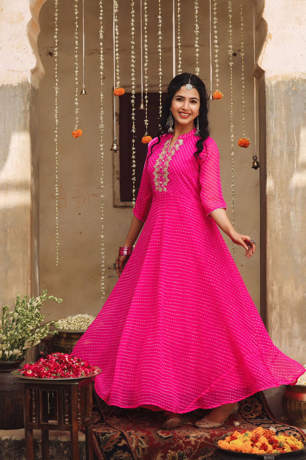 pleated anarkali dress White Pleated Anarkali Suit Set 5XL