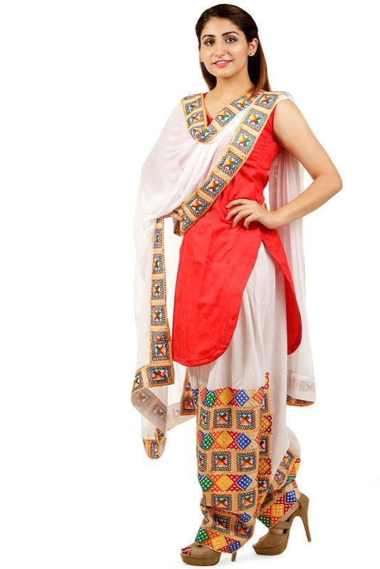 Phulkari Patiala Salwar Dupatta Set - PinkPhulkari California