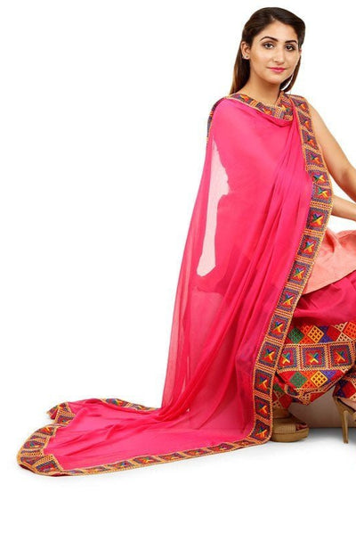 Phulkari Patiala Salwar Dupatta Set - PinkPhulkari CaliforniaPhulkari Patiala Salwar Dupatta Set - PinkPhulkari California