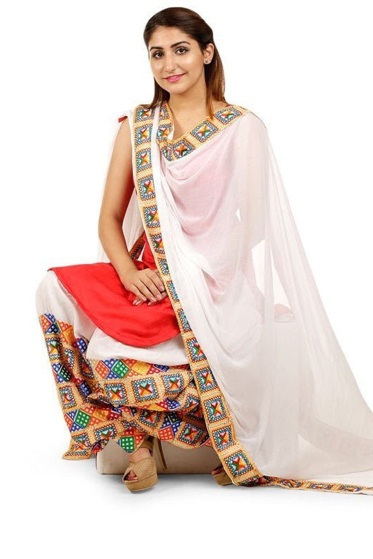 Phulkari Patiala Salwar Dupatta Set - PinkPhulkari California