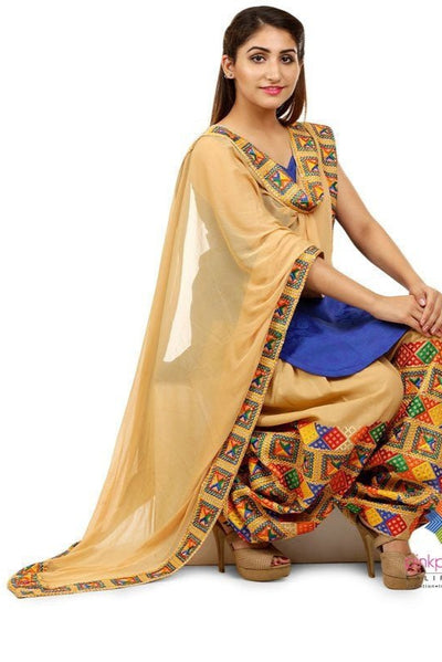 Phulkari Patiala Salwar Dupatta Set - PinkPhulkari CaliforniaPhulkari Patiala Salwar Dupatta Set - PinkPhulkari California