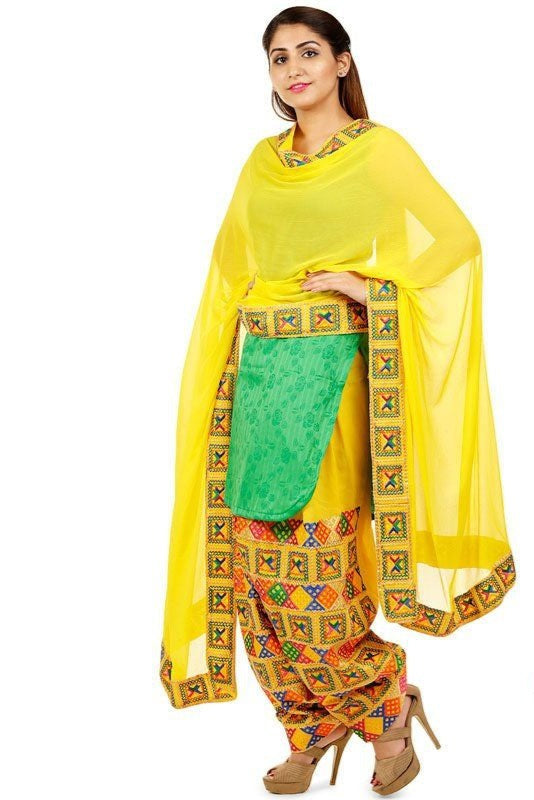 Phulkari Patiala Salwar Dupatta Set - PinkPhulkari California