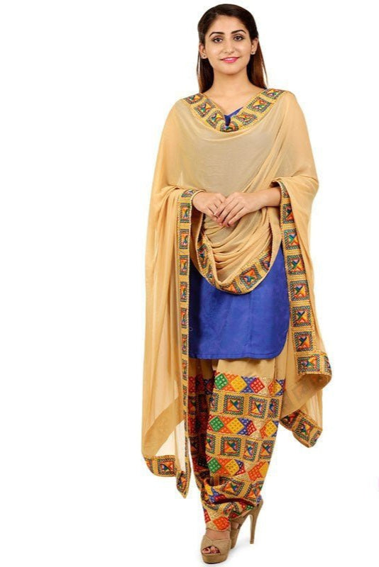 Phulkari Patiala Salwar Dupatta Set - PinkPhulkari California